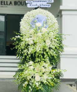 Kệ hoa viếng hiện đại tone Trắng