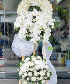 Kệ hoa viếng hiện đại tone Trắng